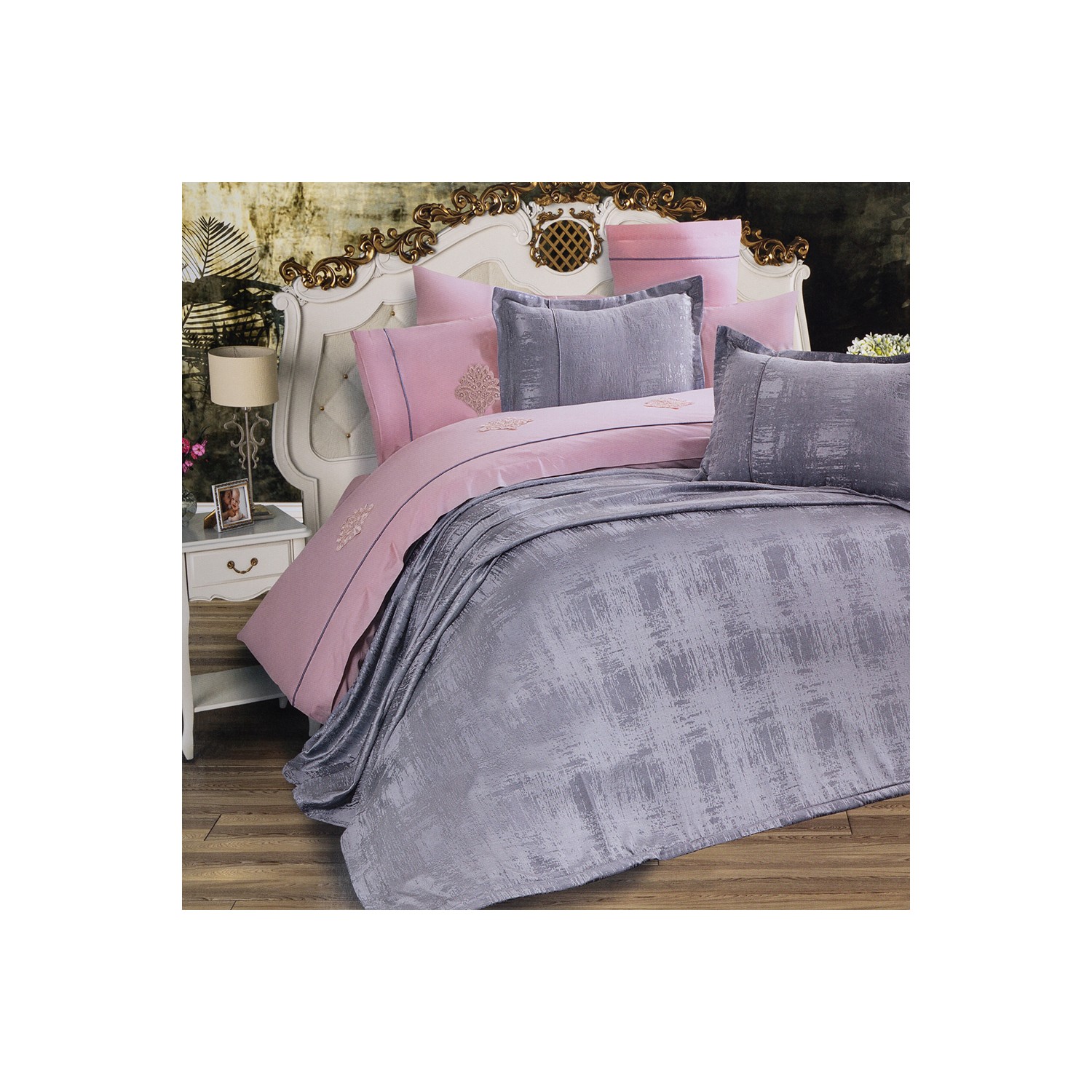 Cotton House Bella Cift Kisilik Yatak Ortulu Gri Nevresim Fiyati