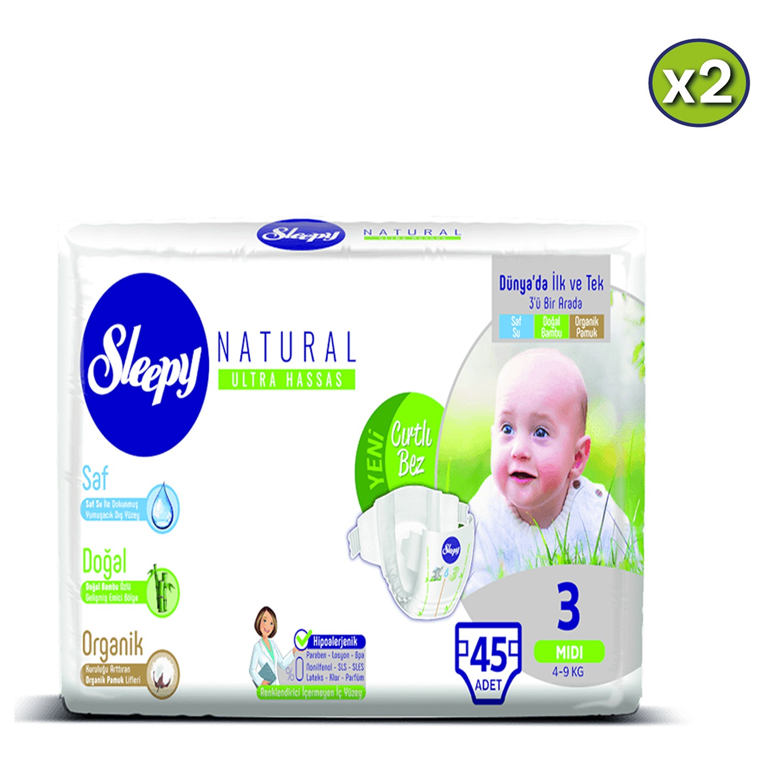 sleepy bio natural 2 numara bebek bezi