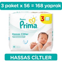 Prima Islak Havlu Hassas Ciltler İçin 3'lü 168 Yaprak Fırsat Paketi
