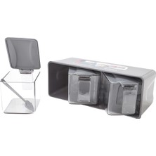 Qlux Ideas 3 Lü Baharatlık Set Duvar Askılı L-677 Gri