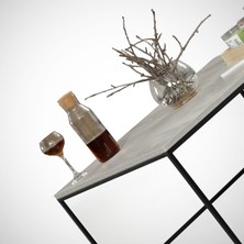 Pasific Home Poly Metal Orta Sehpa, Kare Orta Sehpa, Beyaz Meşe