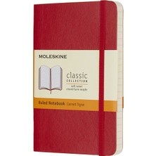 Moleskine Defter Yumuşak Kapak Cep Boy Çizgili Kırmızı Qp613H4