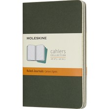 Moleskine Cahier 3'lü Cep Boy Karton Kapak Defter Yeşil