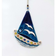 SUME Seramik Gemi Martı ve Nazarlıklı Dekoratif Duvar Süsü 28 x 36 cm