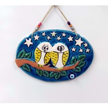 SUME Seramik Aşık Baykuşlar Nazarlık Dekor ve Duvar Süsü 33 x 23 cm