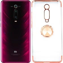 Case 4U Xiaomi Mi 9T Kılıf Yüzüklü Standlı Manyetik Silikon Gess Arka Kapak Rose Gold