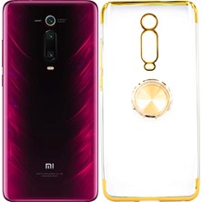 Case 4U Xiaomi Mi 9T Kılıf Yüzüklü Standlı Manyetik Silikon Gess Arka Kapak Altın