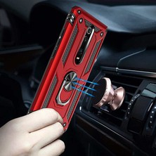 Case 4U Xiaomi Mi 9T Kılıf Çift Katmanlı Yüzüklü Manyetik Vega Kapak Gümüş