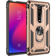 Case 4U Xiaomi Mi 9T Kılıf Çift Katmanlı Yüzüklü Manyetik Vega Kapak Altın