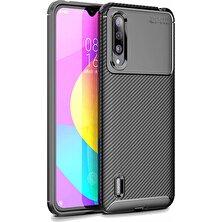 Case 4U Xiaomi Mi 9 Lite Kılıf Rugged Armor Karbon Desenli Lüx Negro Silikon Arka Kapak Siyah