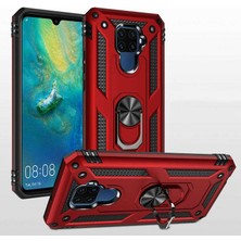 Case 4U Huawei Mate 30 Lite Kılıf Çift Katmanlı Yüzüklü Manyetik Vega Kapak Lacivert