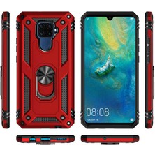 Case 4U Huawei Mate 30 Lite Kılıf Çift Katmanlı Yüzüklü Manyetik Vega Kapak Lacivert