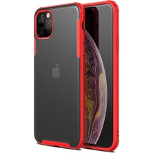 Case 4U Apple iPhone 11 Pro Max Kılıf Renkli Silikon Kenarlı Sert Volks Arka Kapak Kırmızı