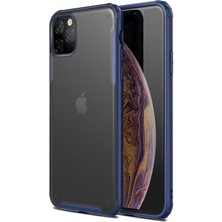 Case 4U Apple iPhone 11 Pro Kılıf Renkli Silikon Kenarlı Sert Volks Arka Kapak Lacivert