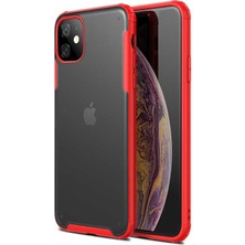 Case 4U Apple iPhone 11 Kılıf Renkli Silikon Kenarlı Sert Volks Arka Kapak Kırmızı