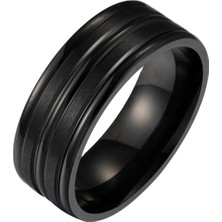 Chavin Siyah ip Kaplama Bayan Erkek Çelik Yüzük Alyans ec43sy