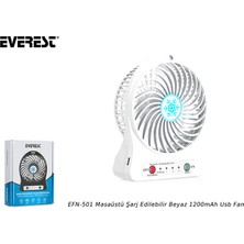 Everest EFN-605 Masaüstü Şarj Edilebilir Beyaz 800mAh Usb Fan