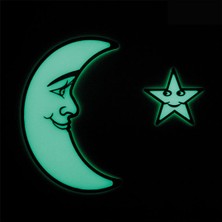 Faami Style Fosforlu Aydede ve Yıldız ( Karanlıkta Parlaması Garantili ) Yeşil 22 cm, Fosforlu Duvar Süsü