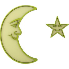 Faami Style Fosforlu Aydede ve Yıldız ( Karanlıkta Parlaması Garantili ) Yeşil 22 cm, Fosforlu Duvar Süsü