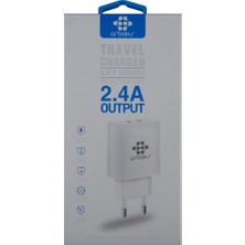 Arbaks ARB-005 Plastik 2400 mAh 2 Çıkışlı + Micro Usb Data Kablo Ev Tipi Şarj Cihazı