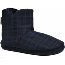 RedPlay Ekose Erkek Panduf Peluş Ev Ayakkabıs