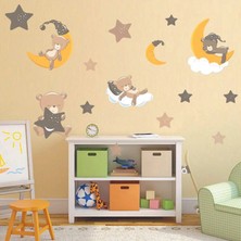 Kt Decoration Uyuyan Sevimli Ayıcıklar, Ay,Yıldız Çocuk Odası Duvar  Dekorasyonu