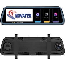 Novatek NT910-16GB Hafıza Kartlı 10 İnç Dokunmatik 2.5D Kıvrımlı IPS Ekran Dikiz Aynalı Çift Yön Araç Kamerası