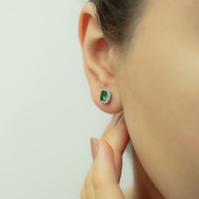 Lova Pırlantalı Oval Zümrüt Anturaj Küpe 3040013