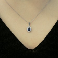 Lova Pırlantalı Oval Safir Anturaj Kolye 2030021