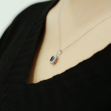 Lova Pırlantalı Oval Safir Anturaj Kolye 2030021