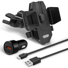 Spigen Kuel Qi 10W Hızlı Kablosuz Şarjlı CD Slot Araç Tutucu (Universal) + 18W Hızlı Araç Şarjı X35W - 000CP25520