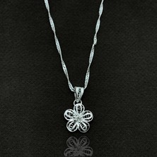 Midyat Nurtaş Gümüş Papatya Model El İşçiliği Telkari Gümüş Kadın Kolye