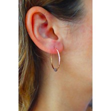 Bella Gloria Motifli Rose Halka Gümüş Küpe (TGP0272)