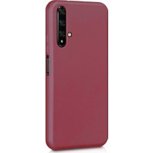 Tekno Grup Huawei Honor 20 Kılıf Mat Premium Silikon Kılıf - Bordo + Cam Ekran Koruyucu