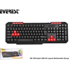 Everest KB-700 Siyah USB US Layout Multimedia Klavye
