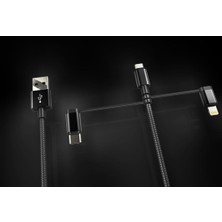 Dexim DWA0003 – 3 in 1 Örgülü USB Kablo Type-C + Micro USB + Lightning