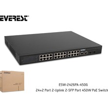 Everest ESW-2426PA-450G 24+2 Port 2-Uplink 2-SFP Port 450W PoE Switch
