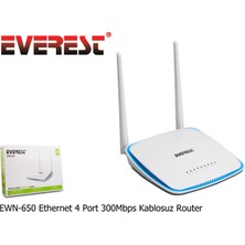 Everest Ewn-650 Ethernet 4 Port 300Mbps Repeater+Access Point+Bridge Hıgh Power Kablosuz Router