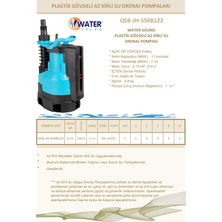 Water Sound Plastik Gövdeli As Kirli Su Drenaj Pompası 0.75 Hp 220 V