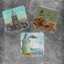 Oscar Stone Decor Doğaltaş Magnet - 3'lü Set