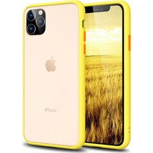 CoverZone Apple iPhone 11 Pro Max Kılıf Renkli Hybrid Şeffaf Silikon Sarı