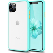 CoverZone Apple iPhone 11 Pro Max Kılıf Renkli Hybrid Şeffaf Silikon Turkuaz