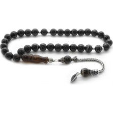 DAVİD BLACK 925 Ayar Gümüş Püsküllü Küre Kesim Süleyman Akiği Doğaltaş Tesbih