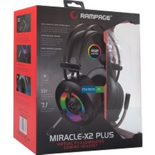 Rampage Miracle-X2 Plus Siyah RGB LED 7.1 Surround Sound System Mikrofonlu Oyuncu Kulaklığı