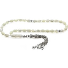 DAVİD BLACK Kararmaz Metal Ayyıldız Püsküllü Arpa Kesim Sedef Doğaltaş Tesbih