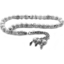 DAVİD BLACK Kararmaz Metal Püsküllü Küre Kesim Havlit Doğaltaş Tesbih