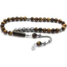 DAVİD BLACK 925 Ayar Gümüş Püsküllü Küre Kesim İsim Yazılı Kaplangözü Doğaltaş Tesbih