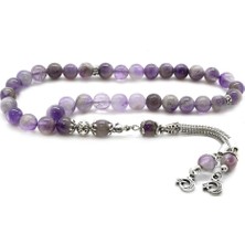 DAVİD BLACK Kararmaz Metal Ayyıldız Püsküllü Küre Kesim Ametist Doğaltaş Tesbih