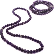 DAVİD BLACK Hem Bileklik - Hem Küre Kesim 99Lu Mor Ametist Doğaltaş Tesbih
