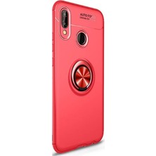 Case Street Huawei Honor 10 Lite Kılıf Ravel Yüzüklü Mıknatıslı Silikon Kırmızı